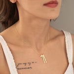 925 Sterling Silver Two Bar And Heart Necklace