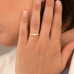 925 Sterling Silver Üç Top Ring Kenari Yanlar Solitaire