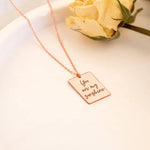 925 Sterling Silver Rectangle Bar Mesaj Necklace