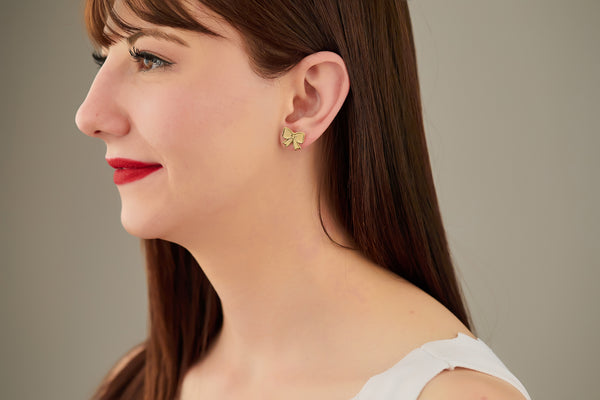 925 Sterling Silver Ribbon Bow Earrings