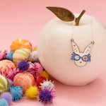 925 Sterling Silver Enamel Easter Bunny Necklace
