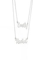 925 Sterling Silver Personalized Double Name Double Chain Necklace