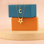 925 Sterling Silver Star With Initial Necklace