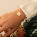925 Sterling Silver Circle Name Tag Duo Chain Bracelet