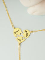 925 Sterling Silver 3 Piece Puzzle Heart Name Necklace