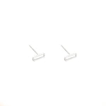 925 Sterling Silver 14K Solid Gold Geometric Horizontal Rectangle Stud Earrings