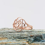 925 Sterling Silver Flower Of Life Om Symbol Ring