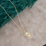925 Sterling Silver Hexagon Initial Necklace