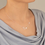 925 Sterling Silver Plane And Heart With Initial Necklace