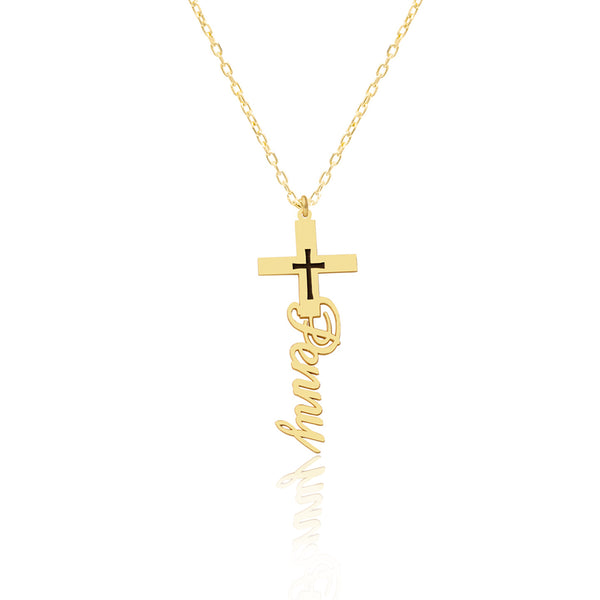 925 Sterling Silver Cross Name Necklace