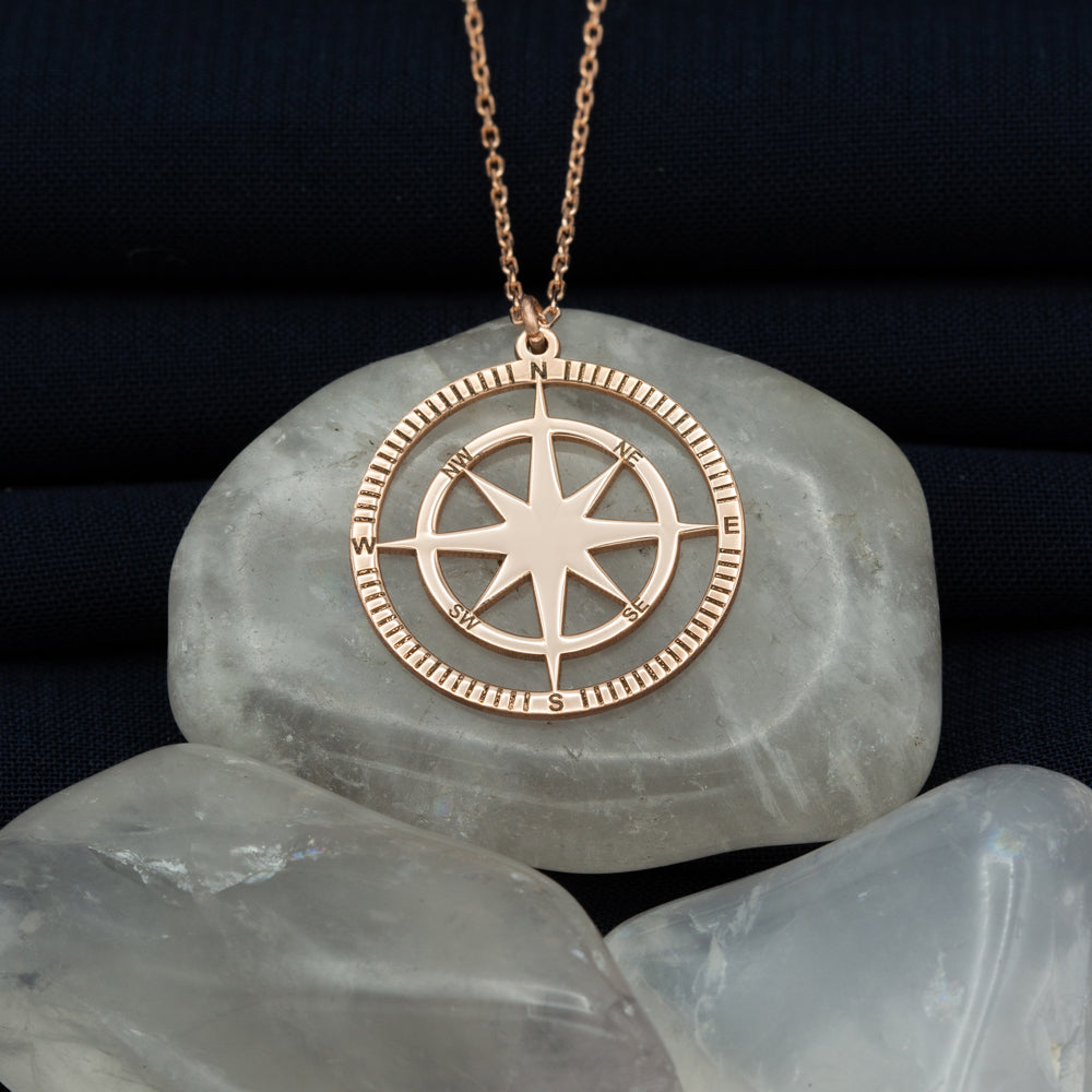 925 Sterling Silver Compass Necklace