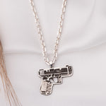 925 Sterling Silver Bold Force Chain Pistol Necklace