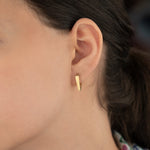 925 Sterling Silver Kenarlari Domed Üçgen Earrings