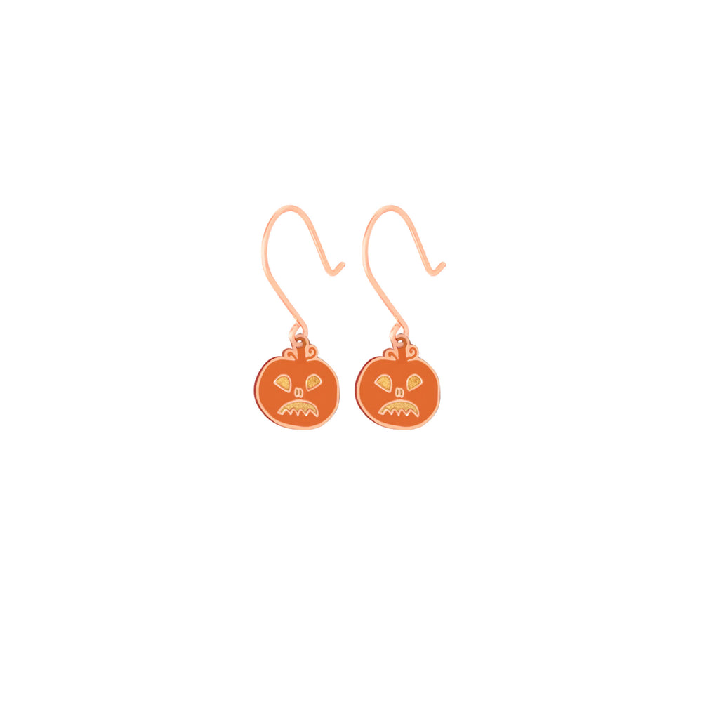 925 Sterling Silver Enamel Pumpkin Earrings,