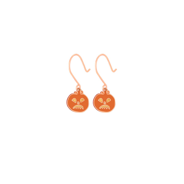 925 Sterling Silver Enamel Pumpkin Earrings,