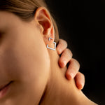925 Sterling Silver Triangle Square Ear Jacket Necklace