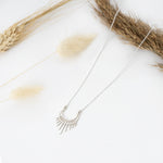 925 Sterling Silver Moon And Sun Necklace - Half Sun Necklace