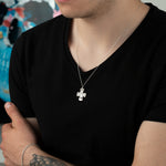 925 Sterling Silver Praying Hands Crucifix Necklace 359