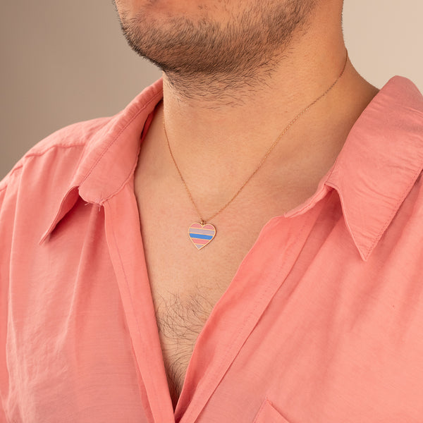925 Sterling Silver Bisexual Pride Flag Necklace