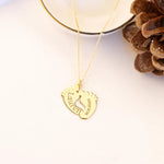 925 Sterling Silver Personalized Custom Name Baby Footprint Necklace