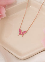 925 Sterling Silver Enamel Butterfly Necklace
