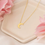 925 Sterling Silver Minimalist Half Moon Necklace