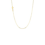 925 Sterling Silver Sideways Tiny Cross Necklace