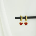 925 Sterling Silver Red Heart Earring 398