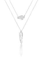 925 Sterling Silver Double Leaf Necklace