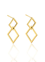 925 Sterling Silver Dangle Double Square Earrings