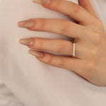 925 Sterling Silver Çi̇ft Sira Düz Crystal Pave Ring