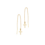 925 Sterling Silver Threader Hollow Cross Dangle Earring