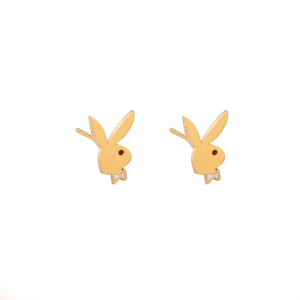 925 Sterling Silver Enamel Playboy Bunny Studs