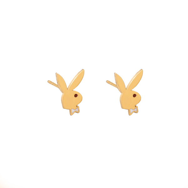 925 Sterling Silver Enamel Playboy Bunny Studs