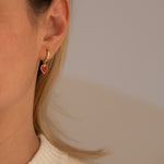 925 Sterling Silver Red Heart Earring 398