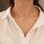 925 Sterling Silver Dörtgen Ring Tutucu Necklace