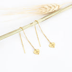 925 Sterling Silver Threader Hollow Cross With Heart Earring (Zi̇nci̇ri̇ Cs40001)