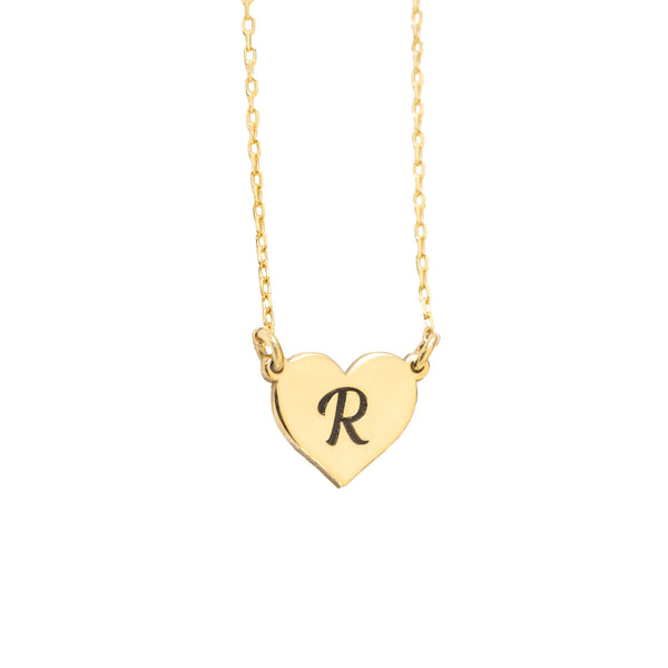 925 Sterling Silver Heart With Initial Necklace