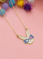 925 Sterling Silver Enamel Easter Bunny Necklace