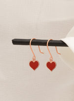 925 Sterling Silver Red Heart Earring 397