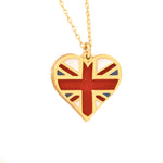 925 Sterling Silver Usa Flag Heart Enamel Necklace