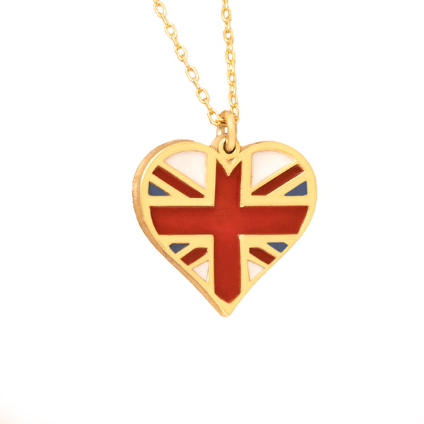 925 Sterling Silver Usa Flag Heart Enamel Necklace