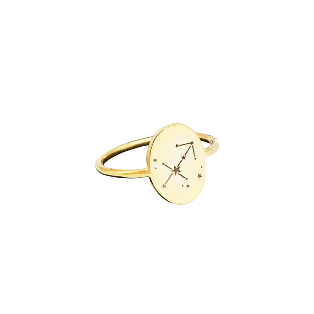 925 Sterling Silver Gold Star Signet Dainty Ring