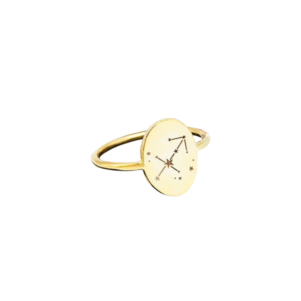 925 Sterling Silver Gold Star Signet Dainty Ring