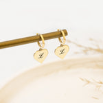 925 Sterling Silver Heart With Initial Earrings