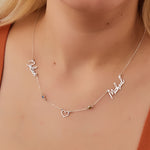 925 Sterling Silver Personalized Two Name Necklace With Heart