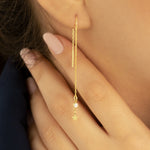 925 Sterling Silver Tiny Star Diamond Threader Earrings(Zi̇nci̇ri̇ Cs40090)