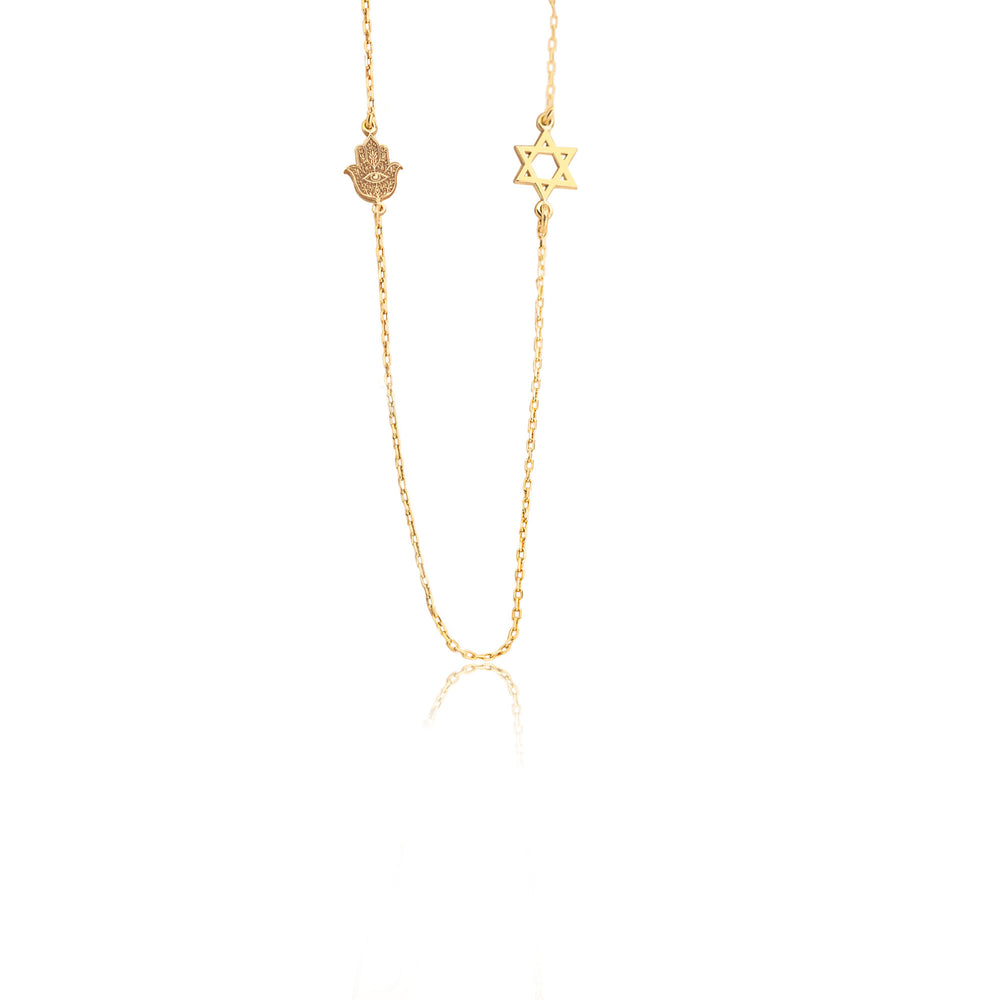 925 Sterling Silver Hamsa And Star Of David Necklace