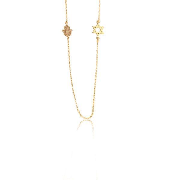 925 Sterling Silver Hamsa And Star Of David Necklace