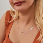 925 Sterling Silver Personalized Two Name Necklace With Heart